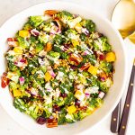 Broccoli Salad in a bowl ready to eat.